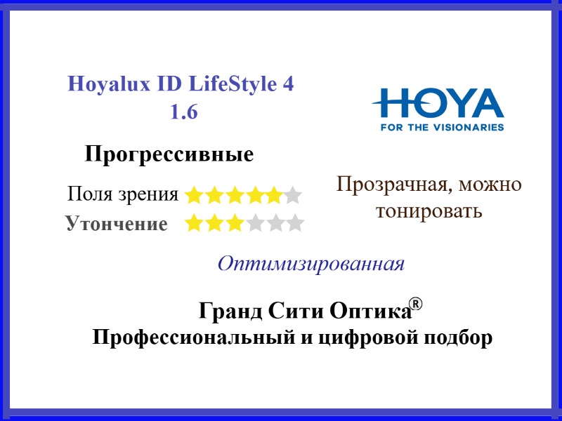 Hoyalux ID LifeStyle 4 1.6 Гранд Сити Оптика